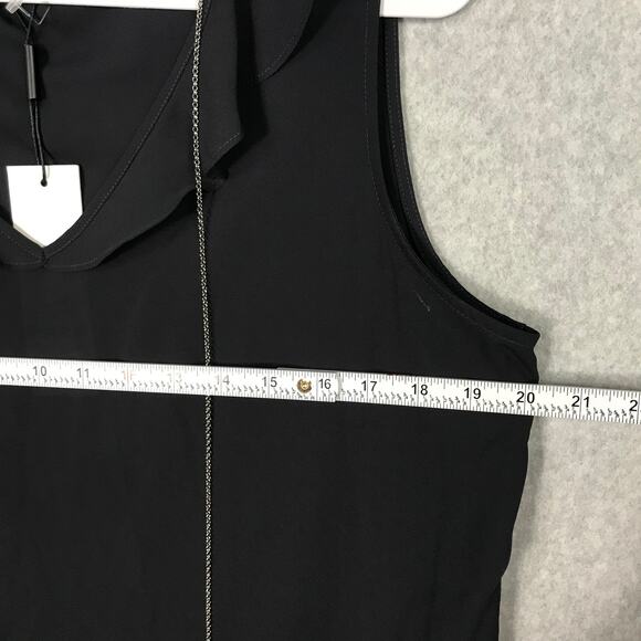 Calvin Klein Top Large Navy Ruffle Flowy Silver Chains Popover Career‎ Quiet ** - Picture 7 of 10